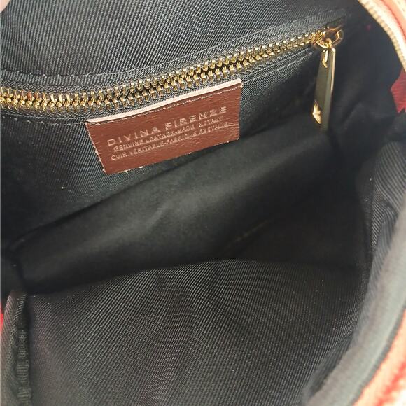 Divina Firenze Orange Pebbled Leather Convertible Top Handle Backpack Crossbody - Picture 7 of 8